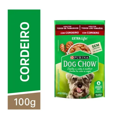 Ra&ccedil;&atilde;o &Uacute;mida para Cachorro Dog Chow Adulto Extra Life Sabor Cordeiro em Sach&ecirc; 100g
