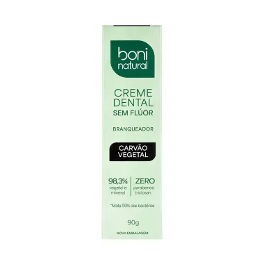 Creme Dental Boni Natural Menta e Carvão Vegetal 90g