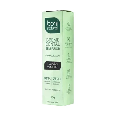 Creme Dental Boni Natural Menta e Carvão Vegetal 90g