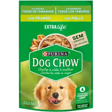Ra&ccedil;&atilde;o &Uacute;mida para Cachorro Dog Chow Filhote Extra Life Sabor Frango em Sach&ecirc; 100g