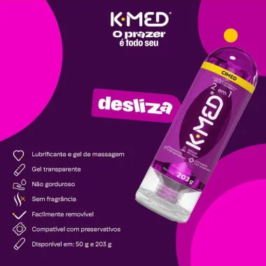 Gel Lubrificante Íntimo K-Med 2 em 1 com 203g