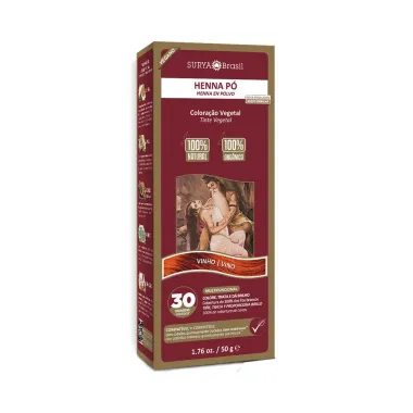 Henna Surya P&oacute; 100% Natural Cor Vinho 50g