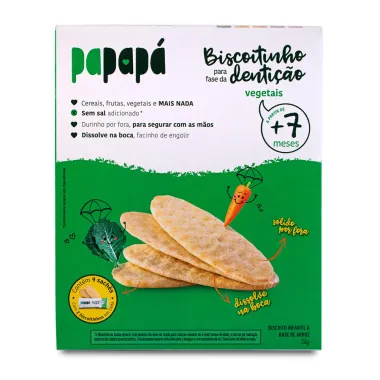 Biscoitinho para Fase da Denti&ccedil;&atilde;o a Base de Arroz Papap&aacute; 7+ Meses Vegetais sem Gl&uacute;ten 36g