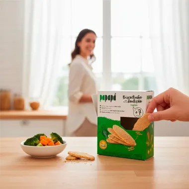 Biscoitinho para Fase da Denti&ccedil;&atilde;o a Base de Arroz Papap&aacute; 7+ Meses Vegetais sem Gl&uacute;ten 36g