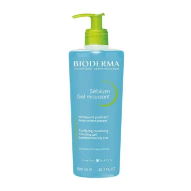 Bioderma Sébium Gel Moussant de Limpeza Antioleosidade de Alta Tolerância 500ml