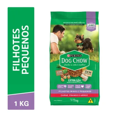 Ra&ccedil;&atilde;o para C&atilde;es Dog Chow Extra Life Filhotes Minis e Pequenos Carne Frango e Arroz 1kg