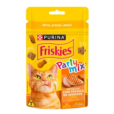 Petisco para Gato Friskies Party Mix Sabor Frango, Fígado e Peru 40g