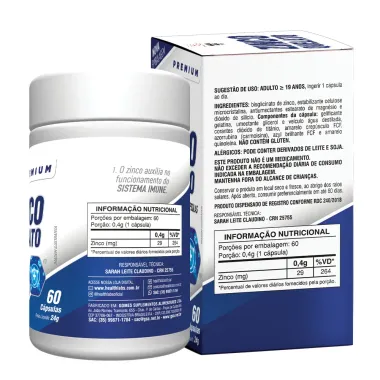 Zinco Quelato Health Labs 60 C&aacute;psulas
