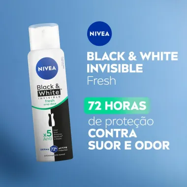 Desodorante Antitranspirante Aerosol Nivea Invisible Black & White Fresh 150ml