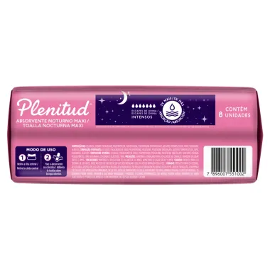 Absorvente Noturno Maxi Plenitud para para Escapes sem Abas 8 Unidades