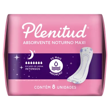 Absorvente Noturno Maxi Plenitud para para Escapes sem Abas 8 Unidades