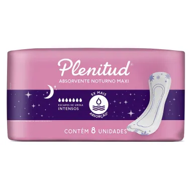 Absorvente Noturno Maxi Plenitud para para Escapes sem Abas 8 Unidades