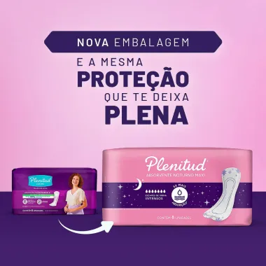 Absorvente Noturno Maxi Plenitud para para Escapes sem Abas 8 Unidades