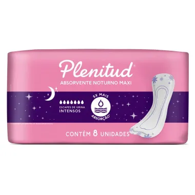 Absorvente Noturno Maxi Plenitud para para Escapes de Urina sem Abas 8 Unidades