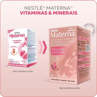 Materna Suplemento Alimentar Vitaminas e Minerais com 30 Comprimidos