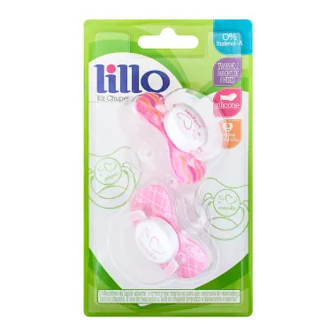 Chupeta Lillo Papai e Mamãe Silicone Ortodôntico Tamanho 2 +6 Meses Modelos Sortidos Girls com 2 Unidades