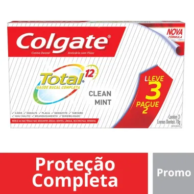 Creme Dental Colgate Total 12 Clean Mint Leve 3 Pague 2 com 70g cada