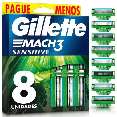 Carga para Aparelho de Barbear Gillette Mach3 Sensitive Leve 8 Pague 6