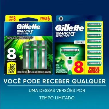 Carga para Aparelho de Barbear Gillette Mach3 Sensitive Leve 8 Pague 6
