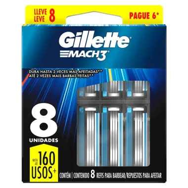 Carga para Aparelho de Barbear Gillette Mach3 Leve 8 Pague 6