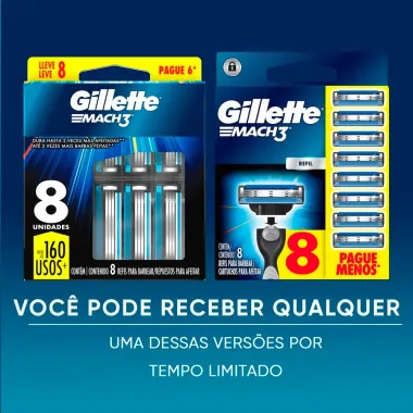Carga para Aparelho de Barbear Gillette Mach3 Leve 8 Pague 6