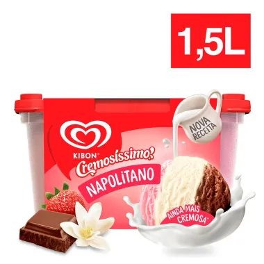 Sorvete Kibon Cremosíssimo Napolitano 1,5 Litro