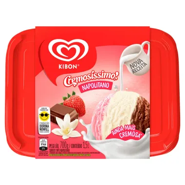 Sorvete Kibon Cremosíssimo Napolitano 1,5 Litro