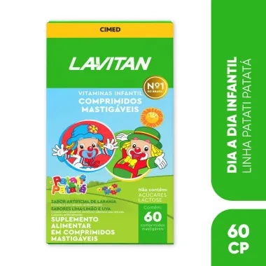 Lavitan Infantil Sabor Laranja, Uva e Limão com 60 Comprimidos Mastigáveis