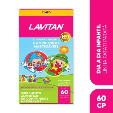 Lavitan Infantil Sabor Tutti-Frutti com 60 Comprimidos Mastigáveis