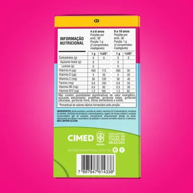 Lavitan Infantil Sabor Tutti-Frutti com 60 Comprimidos Mastigáveis