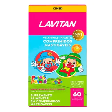 Vitamina Infantil Mastigável Tutti-Frutti Lavitan Patati Patatá com 60 Comprimidos