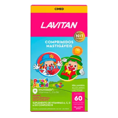 Lavitan Infantil Sabor Tutti-Frutti com 60 Comprimidos Mastigáveis