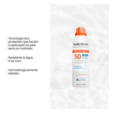 Protetor Solar Spray Helioderm Suncare FPS 50 200ml