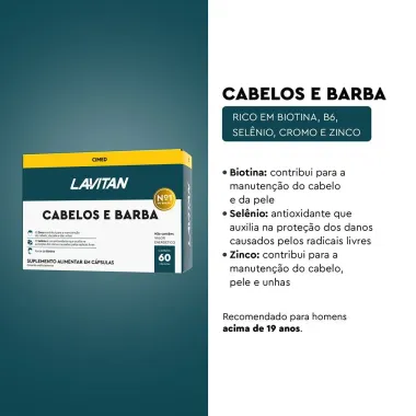 Suplemento Alimentar Lavitan Cabelo e Barba com 60 Comprimidos