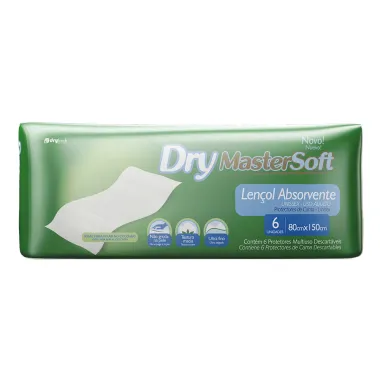 Lençol Absorvente Unisex Dry MasterSoft Descartável com 6 Unidades