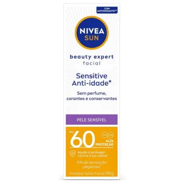 Protetor Solar Facial Nivea Sun Beauty Expert FPS 60 Sensitive Anti-idade 50g