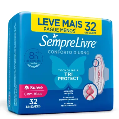 Absorvente Externo Sempre Livre Adapt Plus Suave 32 Unidades Leve Mais Por Menos