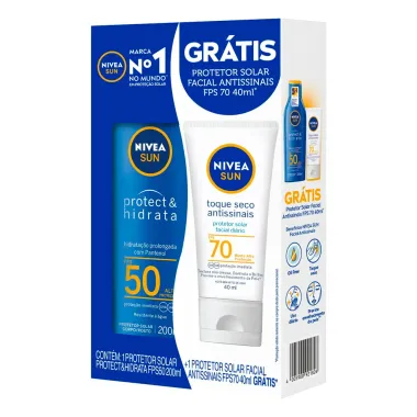 Protetor Solar Nivea Protect & Hidrata FPS 50 200ml e Ganhe Protetor Solar Nivea Antissinais FPS 70 40ml