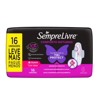 Absorvente Externo Sempre Livre Conforto Noturno Suave 16 Unidades