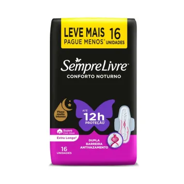 Absorvente Externo Sempre Livre Conforto Noturno Suave 16 Unidades