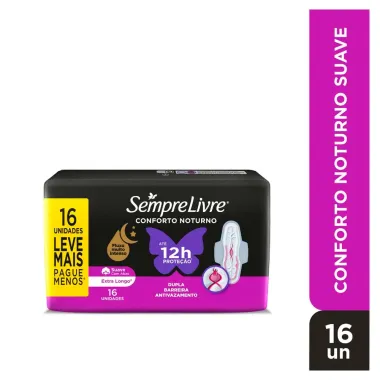 Absorvente Externo Sempre Livre Conforto Noturno Suave 16 Unidades