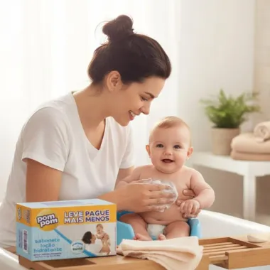 Sabonete Infantil Pom Pom Hidratante Leve 5 Pague 4 70g cada