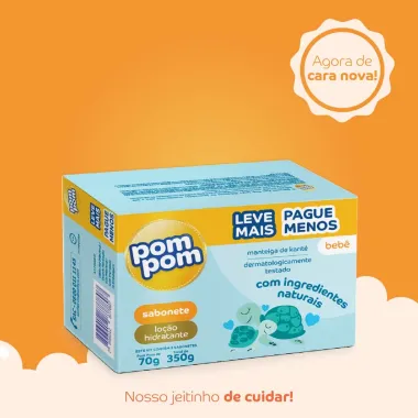 Sabonete Infantil Pom Pom Hidratante Leve 5 Pague 4 70g cada