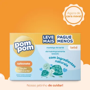 Sabonete Infantil Pom Pom Hidratante Leve 5 Pague 4 70g cada
