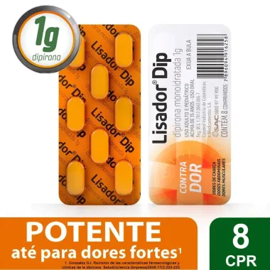 Analg&eacute;sico Lisador Dip 1g  com 8 Comprimidos