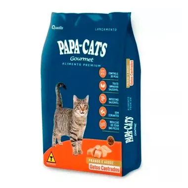 Ração para Gatos Castrados Papa Cats Gourmet Frango e Arroz 1kg