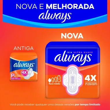 Absorvente Always com Abas Suave Tamanho P com 16 Unidades