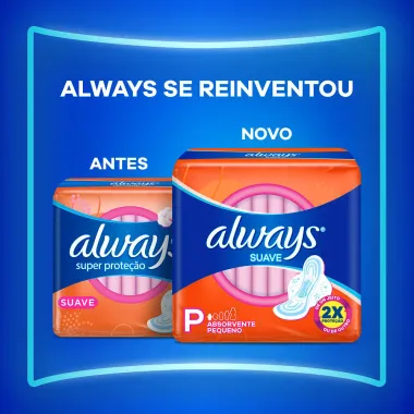 Absorvente Always Proteção Suave Tamanho P com Abas 32 Unidades