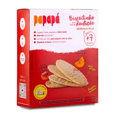Biscoitinho para Fase da Denti&ccedil;&atilde;o Papap&aacute; Ab&oacute;bora e Ma&ccedil;&atilde; 7+ Meses sem Gl&uacute;ten 36g