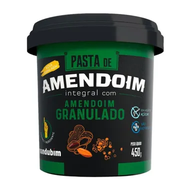 Pasta de Amendoim Integral Mandubim com Amendoim Granulado Sem Açúcar 450g